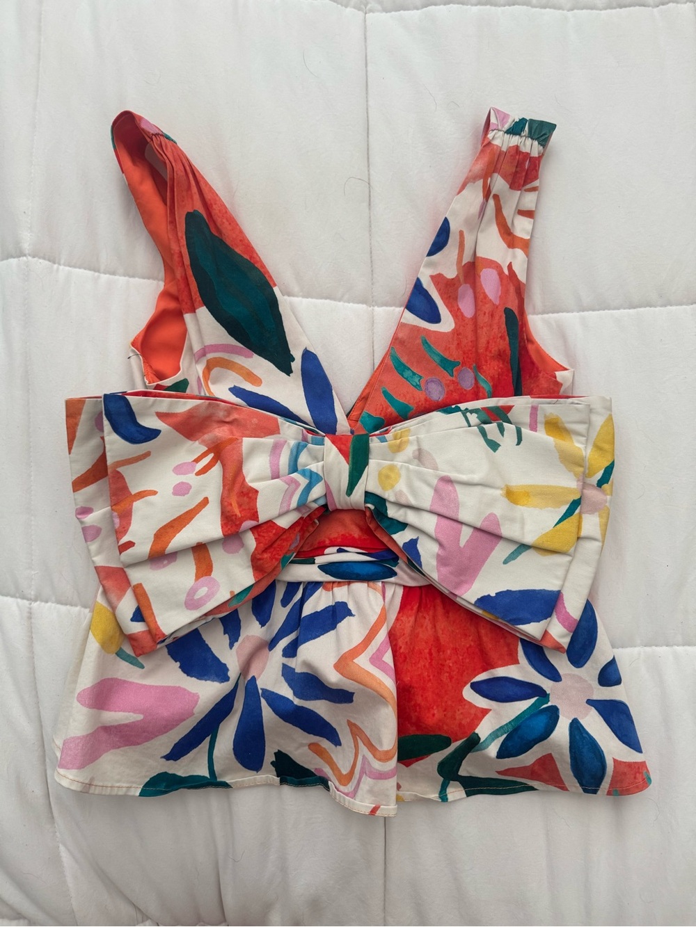 From Anthropologie Multicolor Floral Bow-Front Camisole - White/Multi - Picture 1 of 3